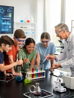 Students actively participating in a STEM experiment, symbolising the future of education.