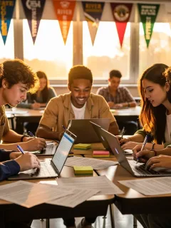 Students writing US college application essays for 2026 admissions success