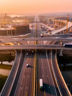 Modern highway interchange with bridges, symbolising US infrastructure investment