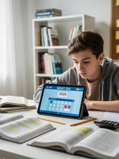 Student preparing for 2026 digital SAT/ACT exam