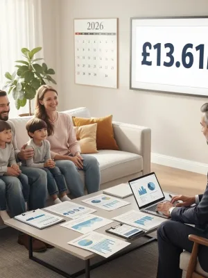 Family consults financial advisor on 2026 estate tax planning for £13.61 million exemption.