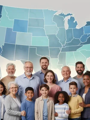 Diverse group of Americans benefiting from healthcare access due to Medicaid expansion policies.
