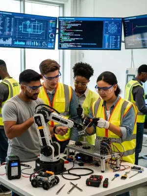 Students learning high-demand skills in a US vocational training centre, preparing for 2026 employment.