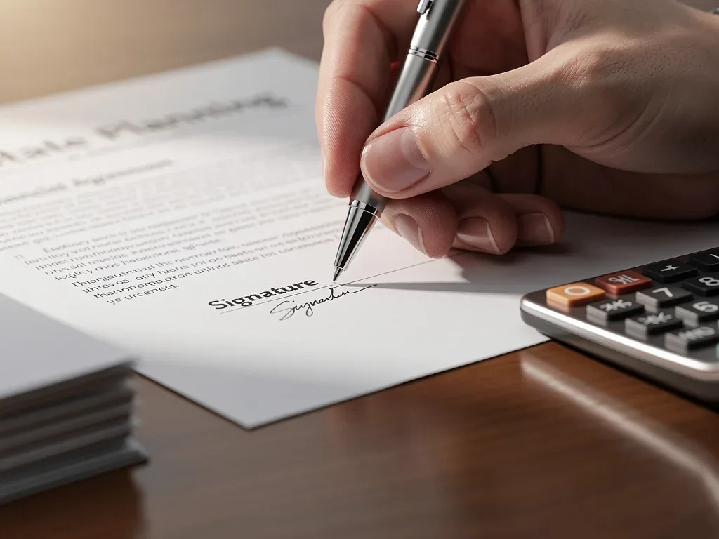 Signing legal documents for estate planning and wealth transfer
