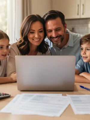 Family reviewing 2026 Earned Income Tax Credit documents for a refund.