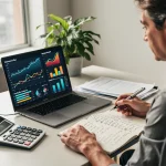 Woman planning 401(k) contributions for 2026 on laptop