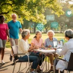 Seniors enjoying active lifestyles, utilising modern healthcare technology with new Medicare Advantage plans.