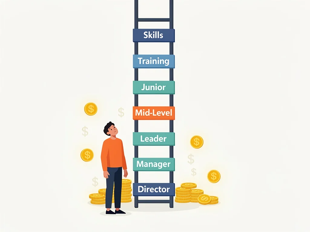 Illustration of career progression supported by federal grants for adult learners' skill development.