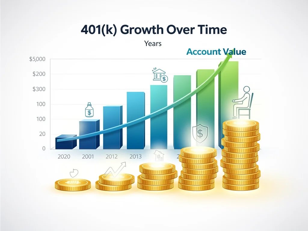 Graph showing compound interest growth for 401(k) investments