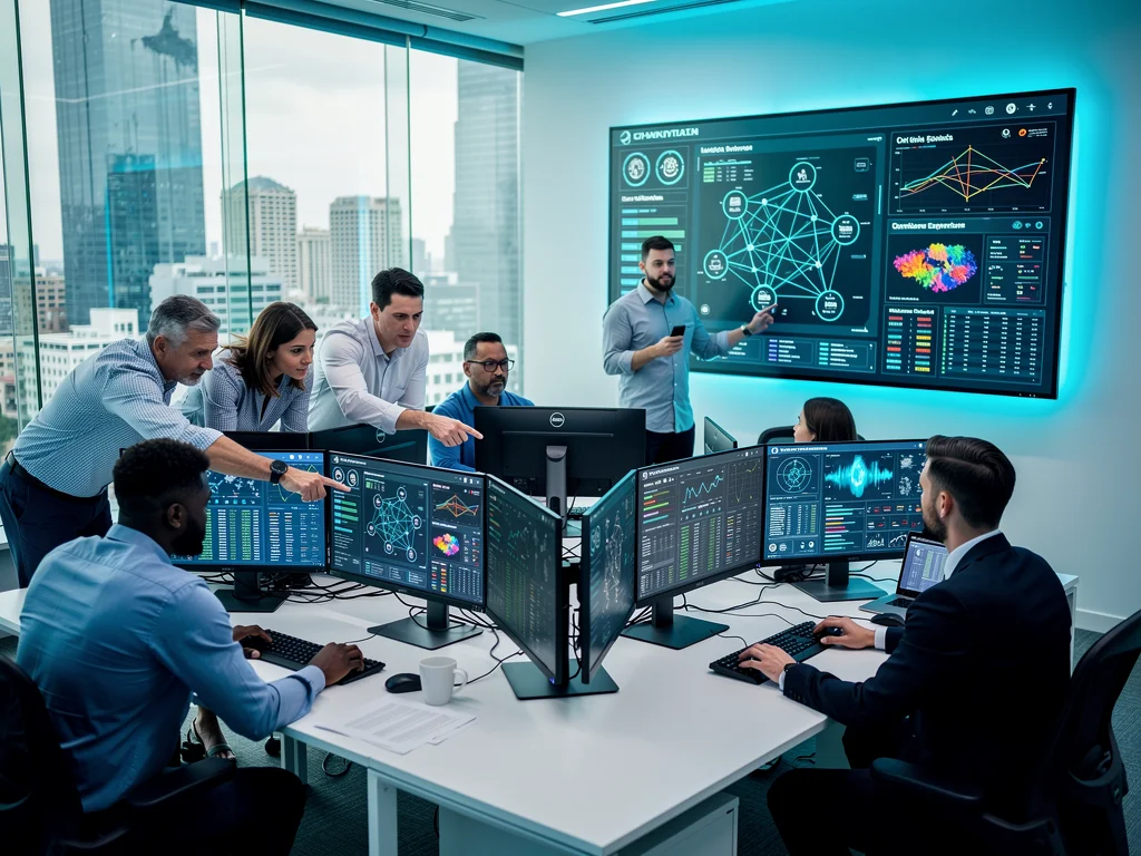 Cybersecurity team collaborating to mitigate threats, showing proactive defence strategies.