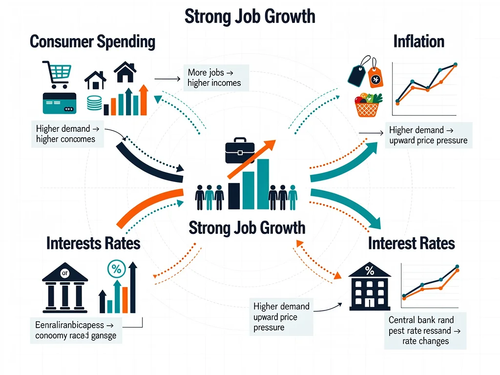 Infographic showing economic ripple effects of strong job growth