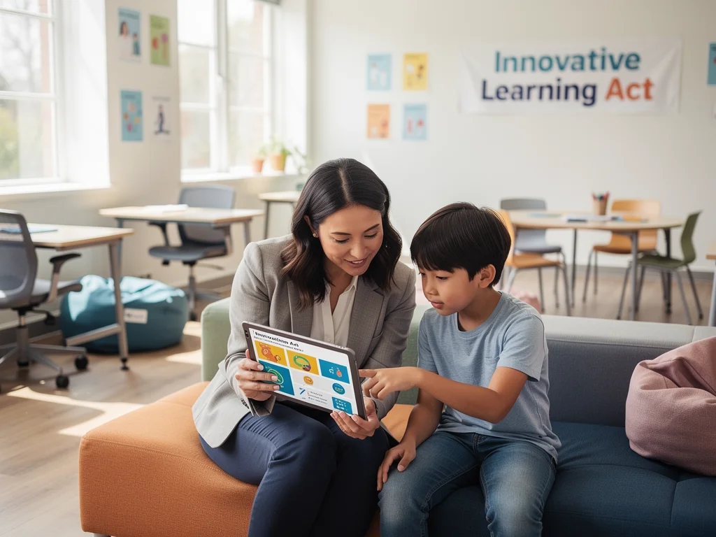 Educator and student using tablet for personalised learning