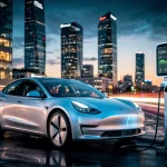 US Government Mandates 50 MPG by 2032: Automotive Industry Shake-Up Electric vehicle charging at a modern station, symbolising future fuel efficiency