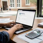 Student completing FAFSA application on laptop for 2026-2027 academic year