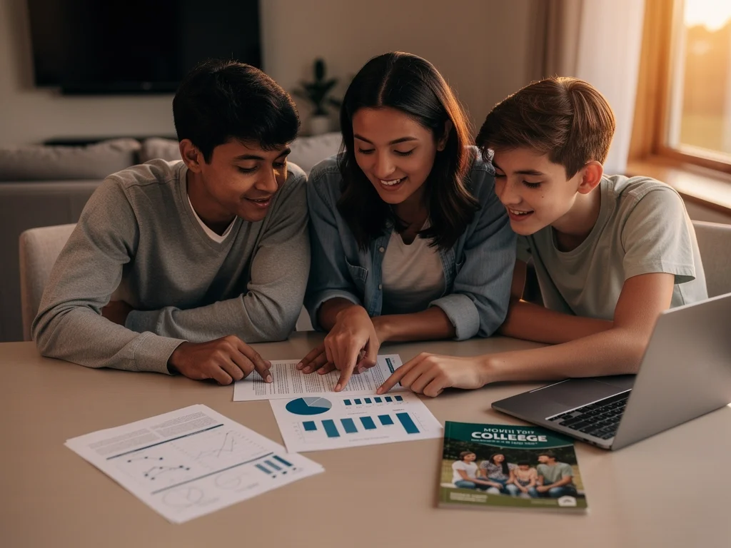 Family discussing college financial aid plans for future academic years