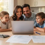 Family reviewing 2026 Earned Income Tax Credit documents for a refund.