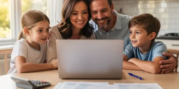 Family reviewing 2026 Earned Income Tax Credit documents for a refund.