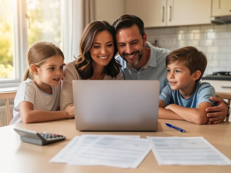 Family reviewing 2026 Earned Income Tax Credit documents for a refund.