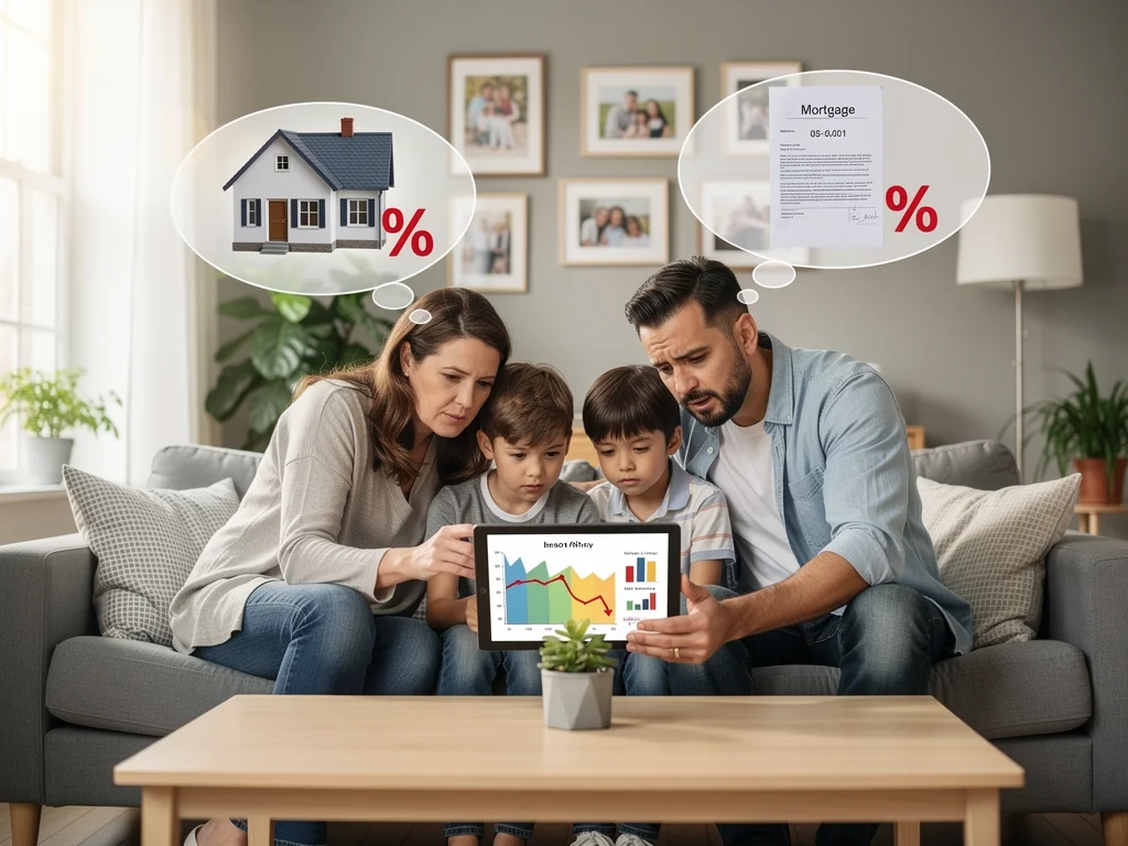 Family reviewing financial projections for 2026 mortgage rates and their impact