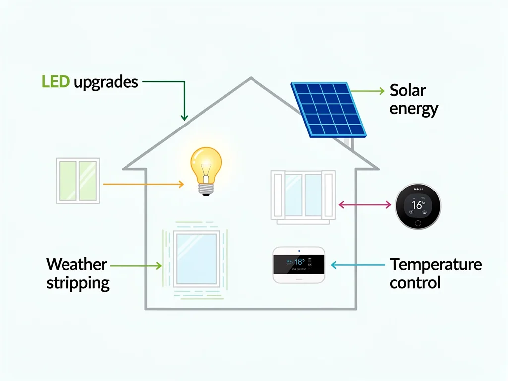 Infographic showing practical home energy-saving tips