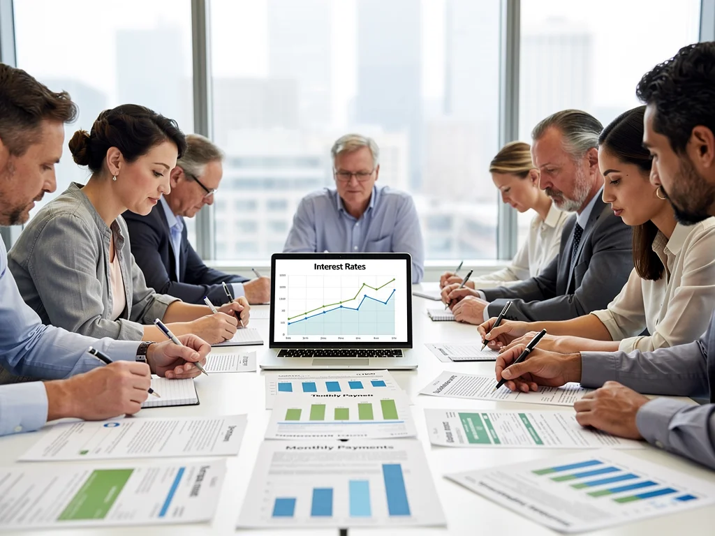 Homebuyers and owners discussing financial strategies for mortgage changes