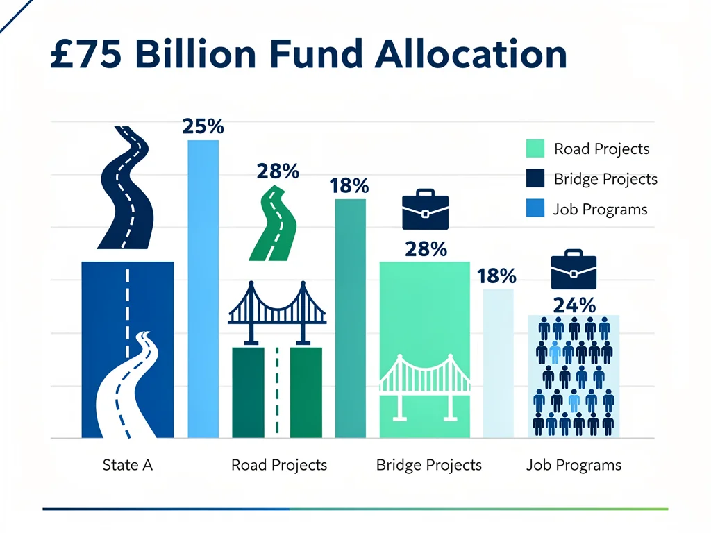 Infographic showing £75 billion infrastructure fund allocation by project type