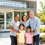 Smiling low-income family benefiting from health programmes in 2026