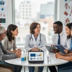 Patients and doctors discussing new breakthrough drug treatments