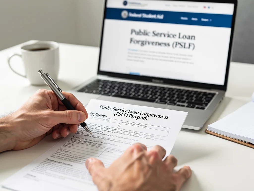 Hands filling out a PSLF application form