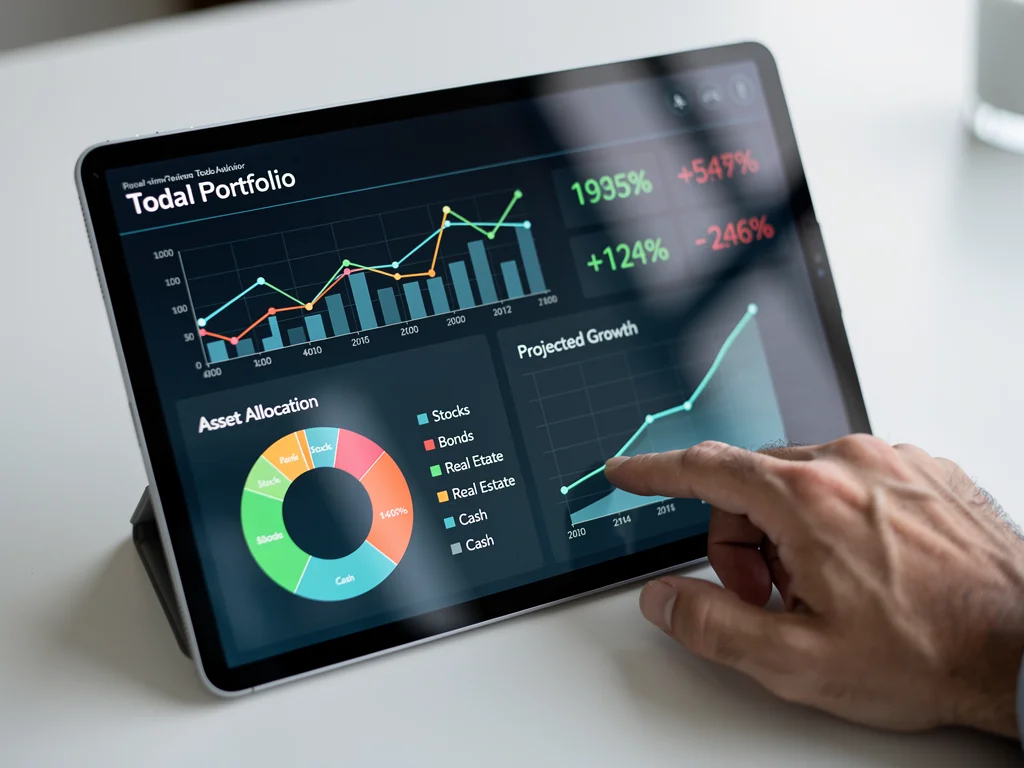 Robo-advisor dashboard displaying portfolio performance and asset allocation.