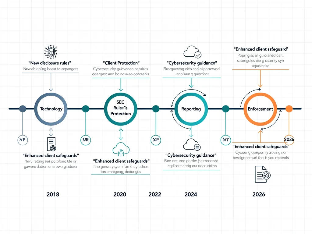 Timeline infographic detailing key SEC regulatory milestones and their impact on investment advisers.