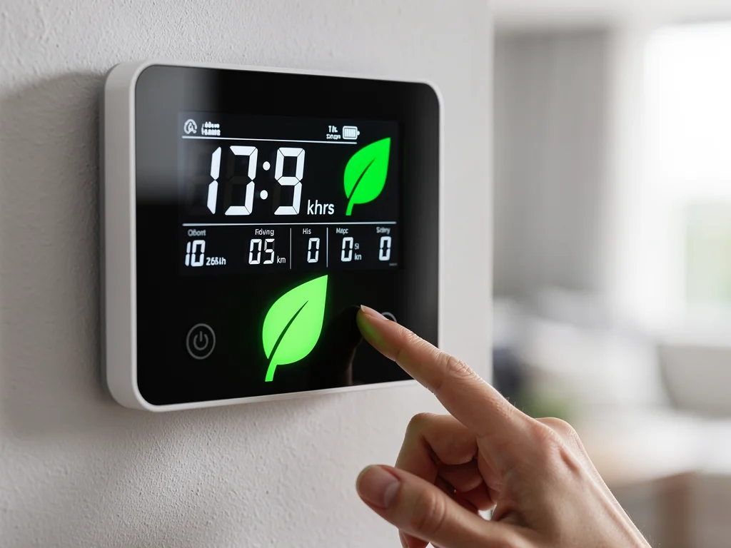 Smart meter displaying energy savings and efficiency