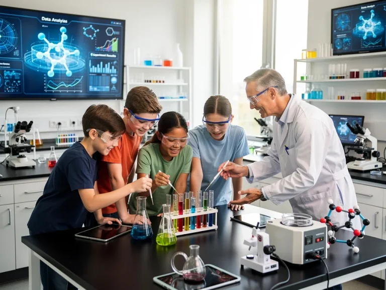 Students actively participating in a STEM experiment, symbolising the future of education.