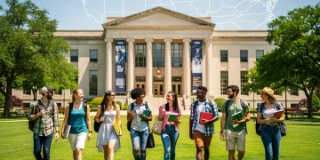 Students walking on a university campus, symbolising US state scholarship opportunities for 2026.
