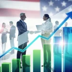 Dynamic graphic showing robust US job growth and economic expansion