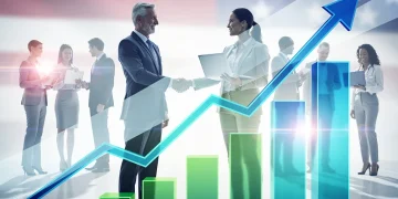 Dynamic graphic showing robust US job growth and economic expansion