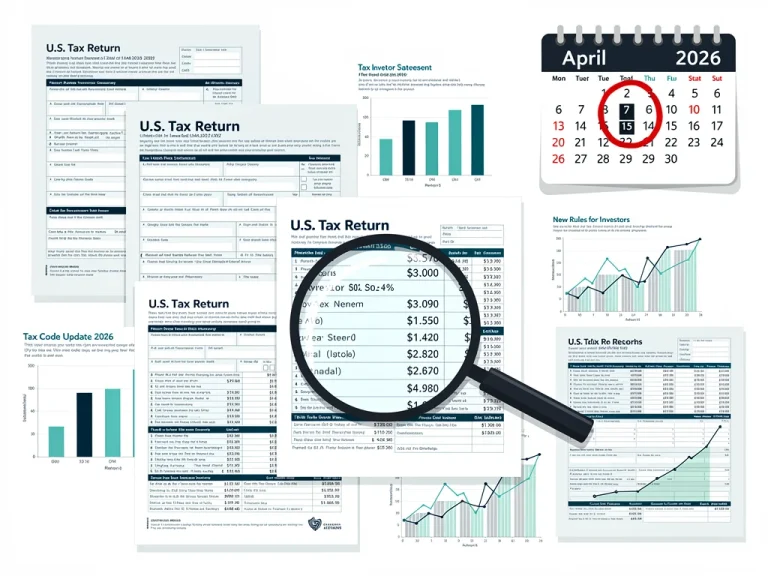 US tax code revisions 2026 for investors, financial documents, calendar