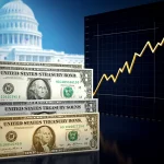 US Treasury Bonds 2026: Yields and Investment Opportunities US Treasury bonds stacked with a rising yield graph, representing the 2026 investment outlook.