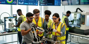 Students learning high-demand skills in a US vocational training centre, preparing for 2026 employment.