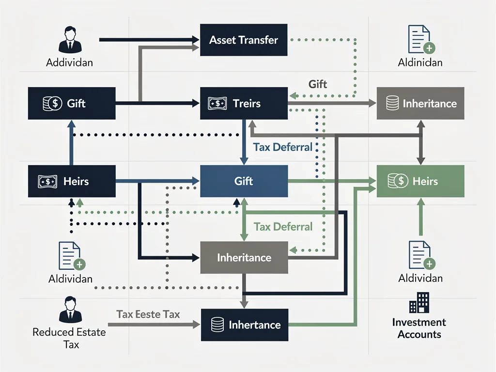 Complex flowchart illustrating wealth transfer scenarios and potential tax implications for estate planning.